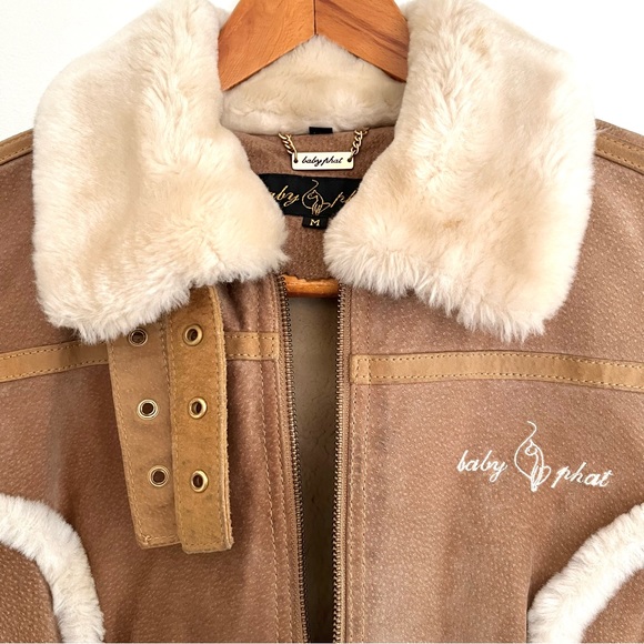 *SOLD* Vintage Y2K Leather Bomber Jacket w/ Faux Shearling … - Picture 5 of 13
